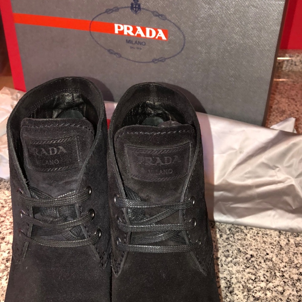 Prada black suede boots It 37,5